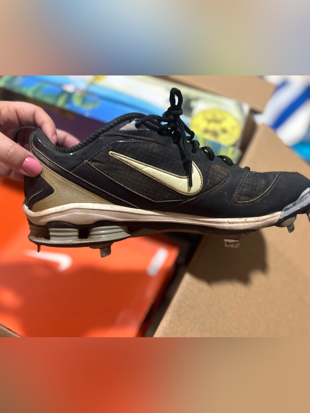 Nike Shox Metal Men's Black and White Athletic Baseball Soccer Cleats Size 11 - Picture 4 of 9